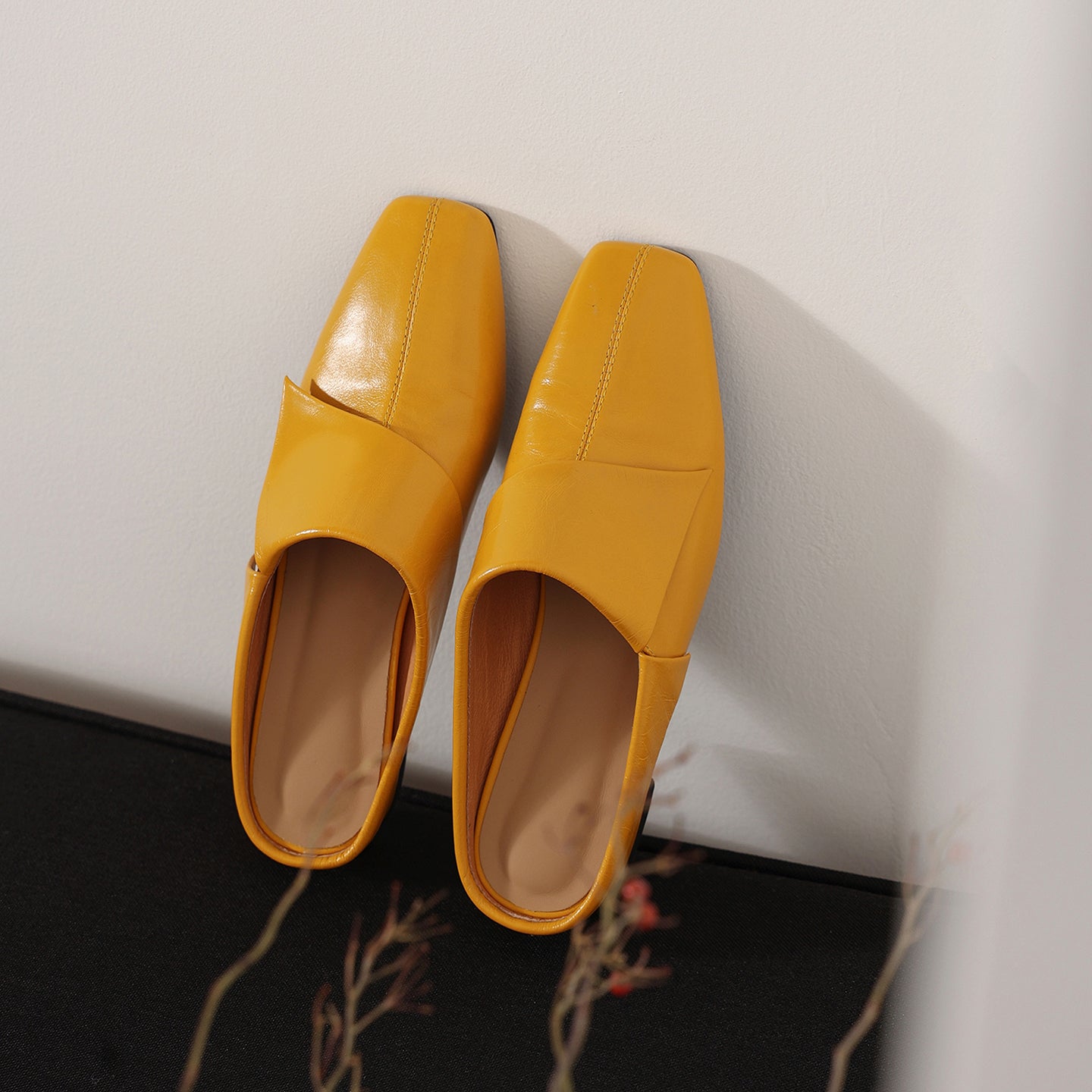 Sarah Express Vintage Cowhide Fold-Over Square Toe Mules