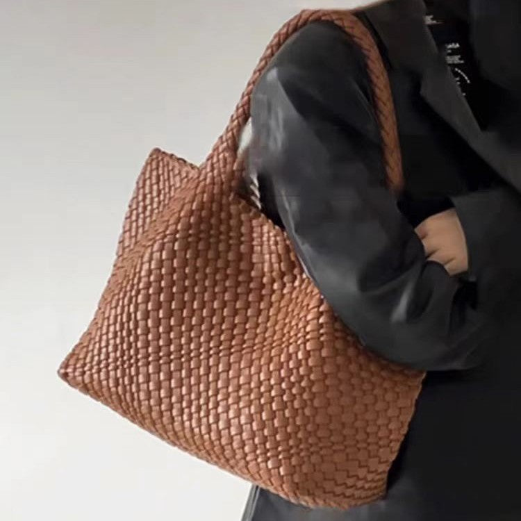 Sarah Express Handwoven PU Leather Shoulder Bag