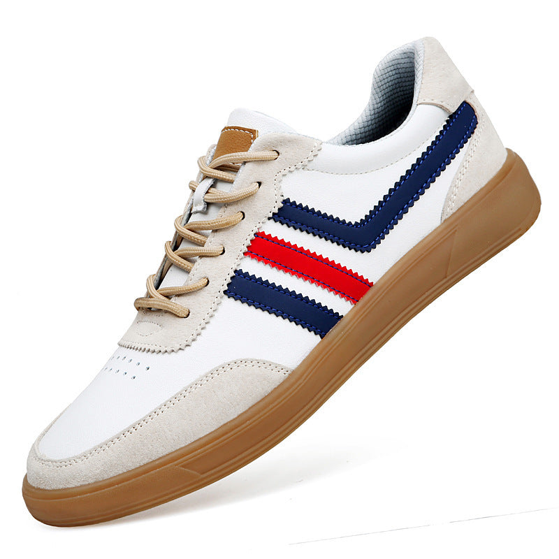 Sarah Express Men's Leather Height-Boosting Casual Sneakers White