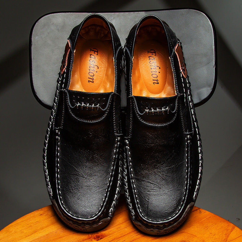 Sarah Express Men's Casual Leather Slip-On Loafers