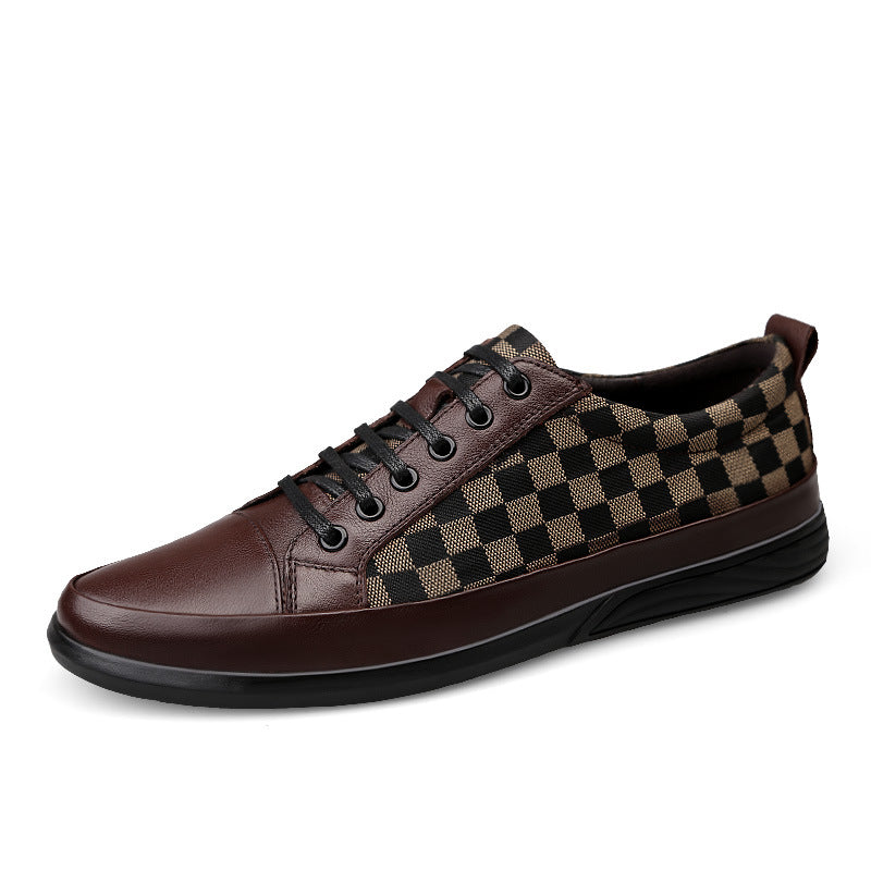 Sarah Express Men's Checkered Pattern Casual Sneakers Brown