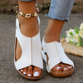 Sarah Express Elastic Band Platform Wedge Sandals White