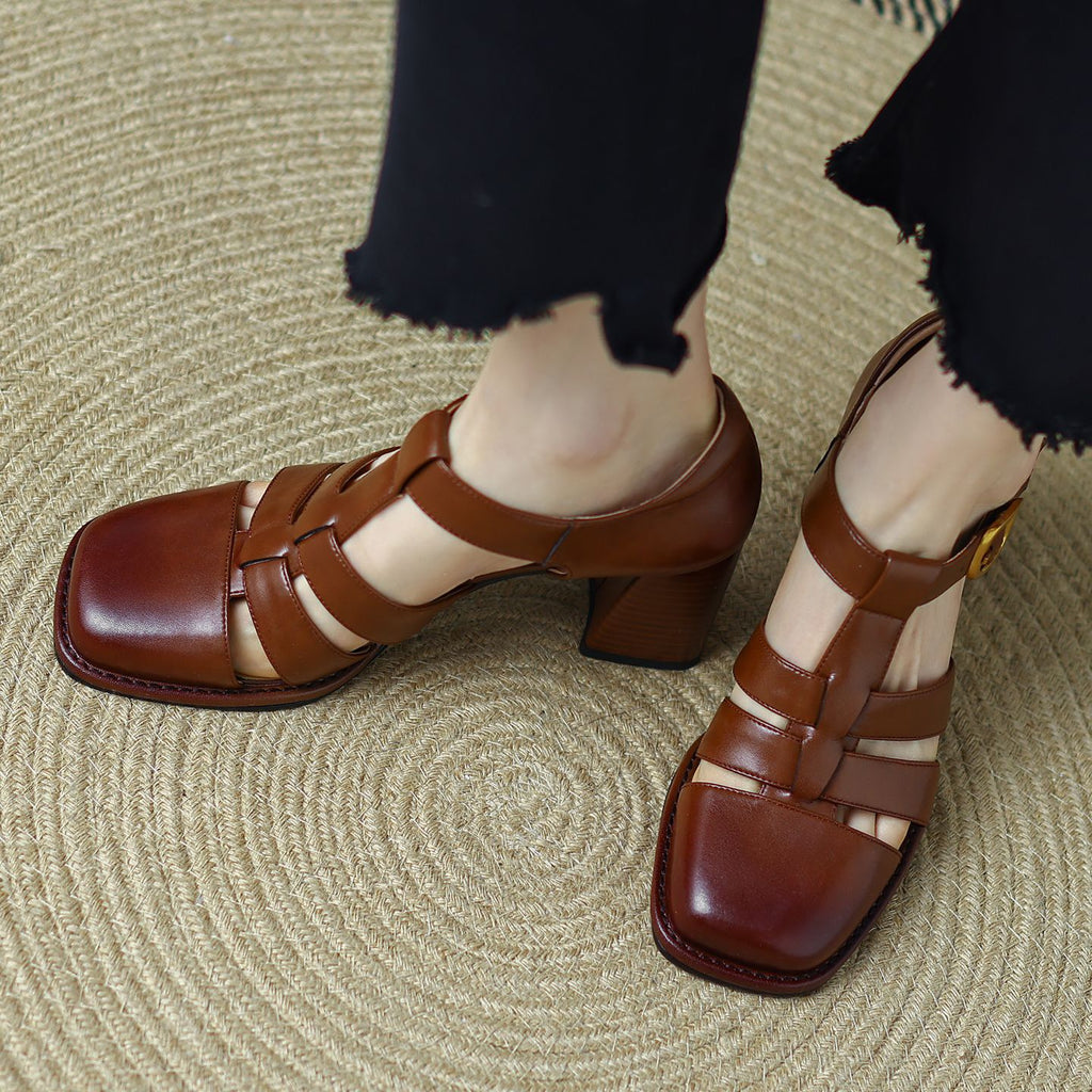 Sarah Express Vintage Cutout Platform Sandals