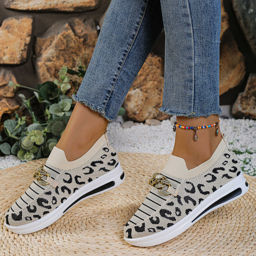 Sarah Express Leopard Print Slip-On Wedge Sneakers