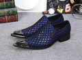 Sarah Express Men's Blue Embossed Pointed Toe Shoes Blue