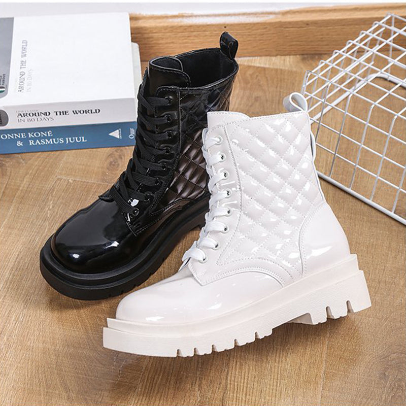 Quilted Platform Lace-up Ankle Boots – lace-up detail alternate view 7