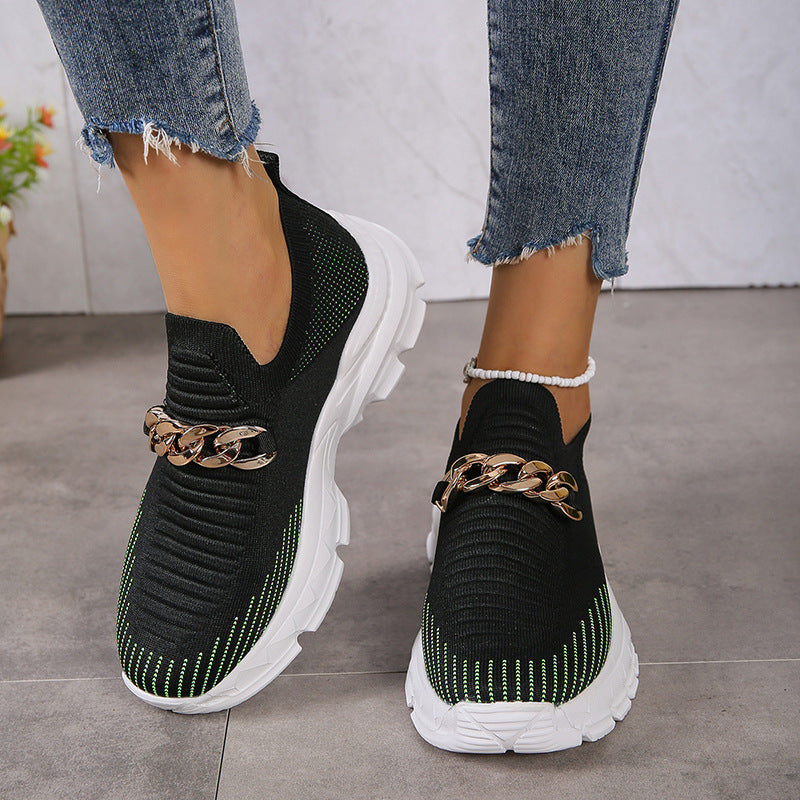 Sarah Express Women's Knit Slip-On Platform Sneakers