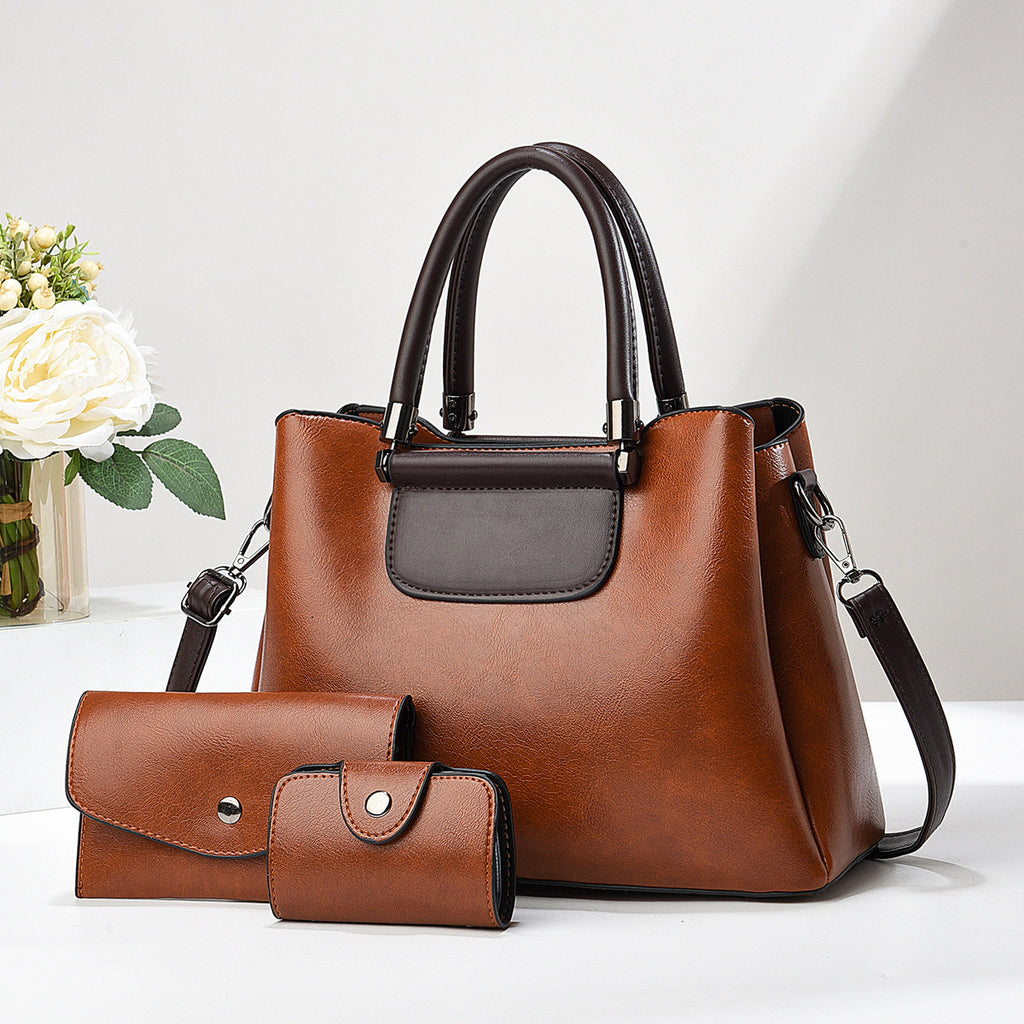 Sarah Express Elegant Three-Piece Structured Handbag Set