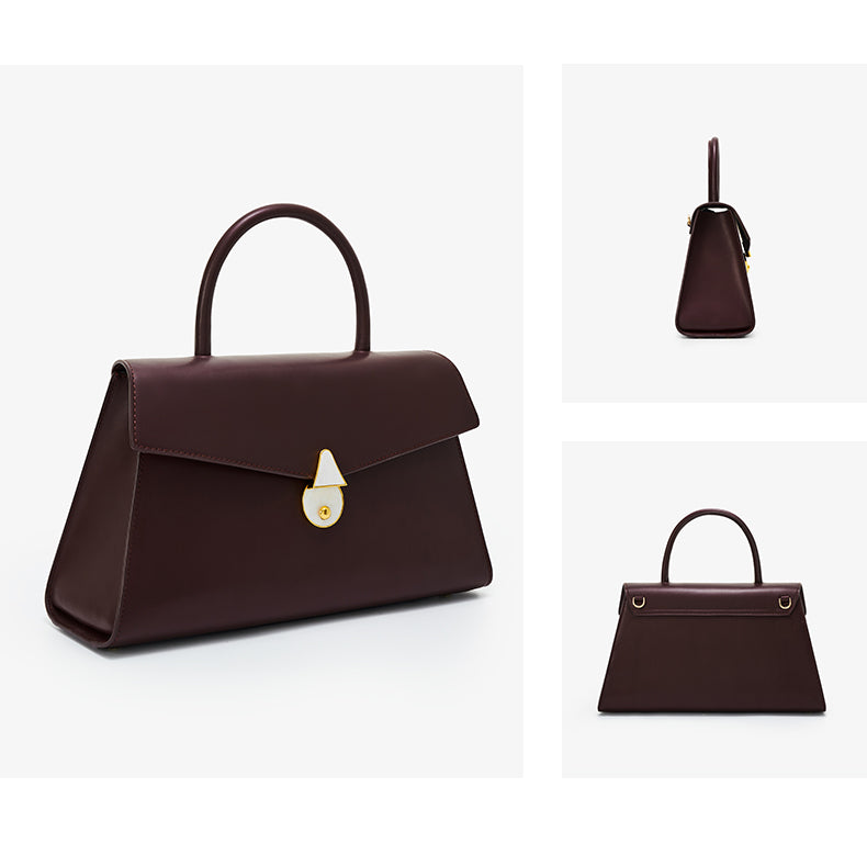 Sarah Express Structured Leather Messenger Bag Flap Latch