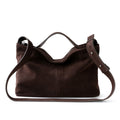Sarah Express Matte Genuine Leather Square Commuter Bag Coffee