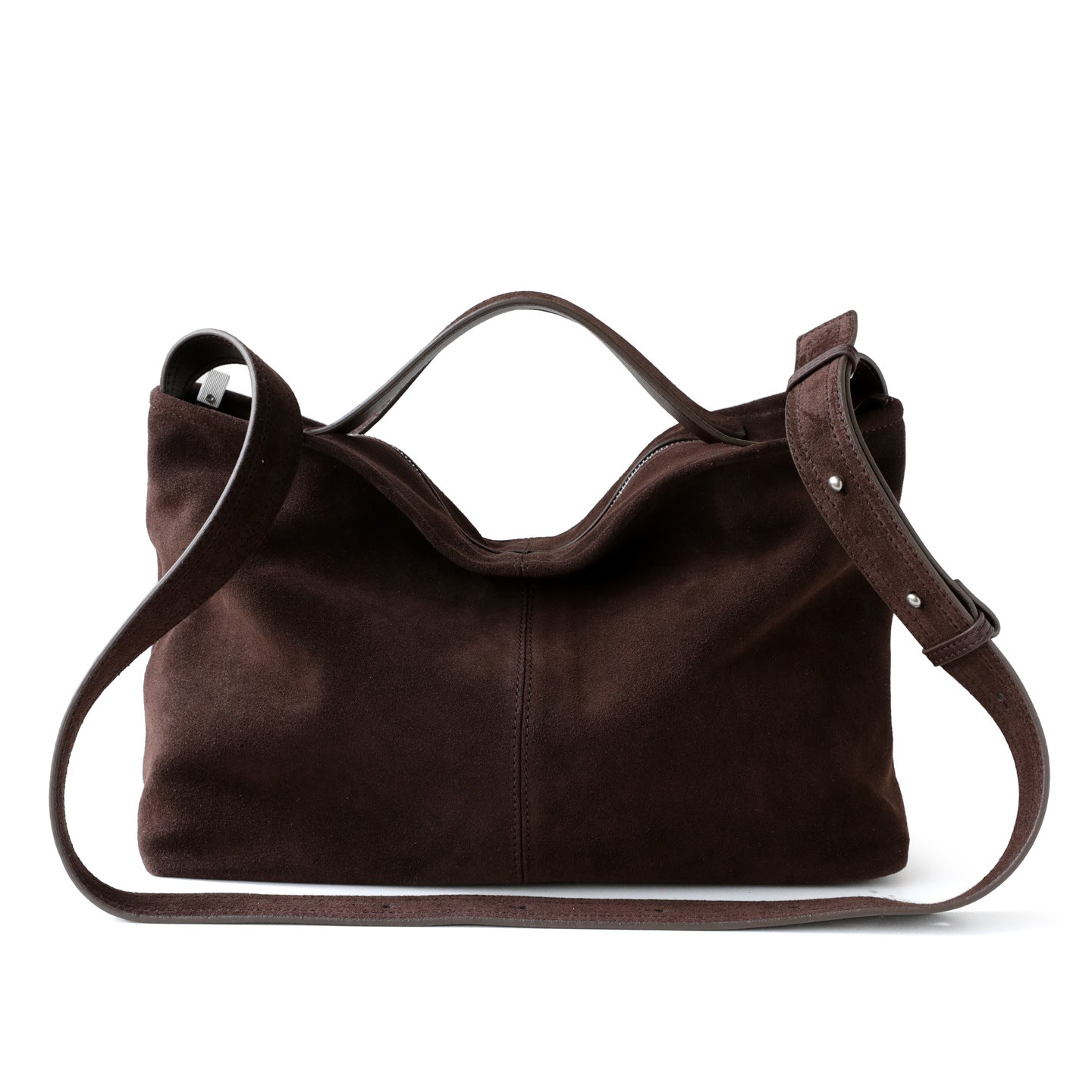 Sarah Express Matte Genuine Leather Square Commuter Bag Coffee