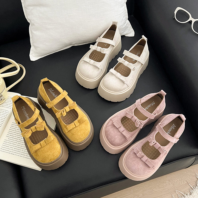 Round Headed Retro Brown British Style Thick Soled Small Leather Shoes For Women 2025 New Spring And Autumn Matching Skirt Mary Jane Single Shoes – front product view