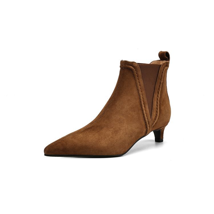 Sarah Express Women's Stiletto Suede Mid-Calf Ankle Boots