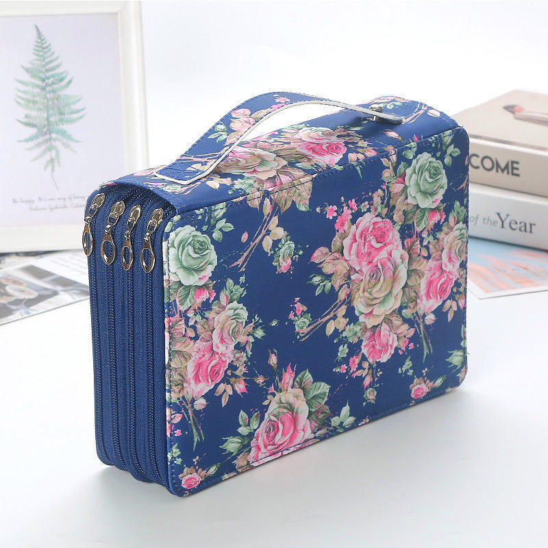 Sarah Express 200-Compartment Art Supply Organizer Tote Bag Blue 200 Holes