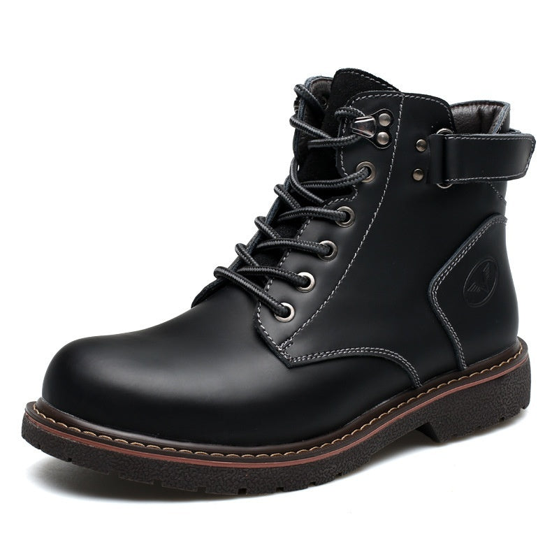 Sarah Express Men's Fleece Lined Retro Martin Boots Black Leather Lining