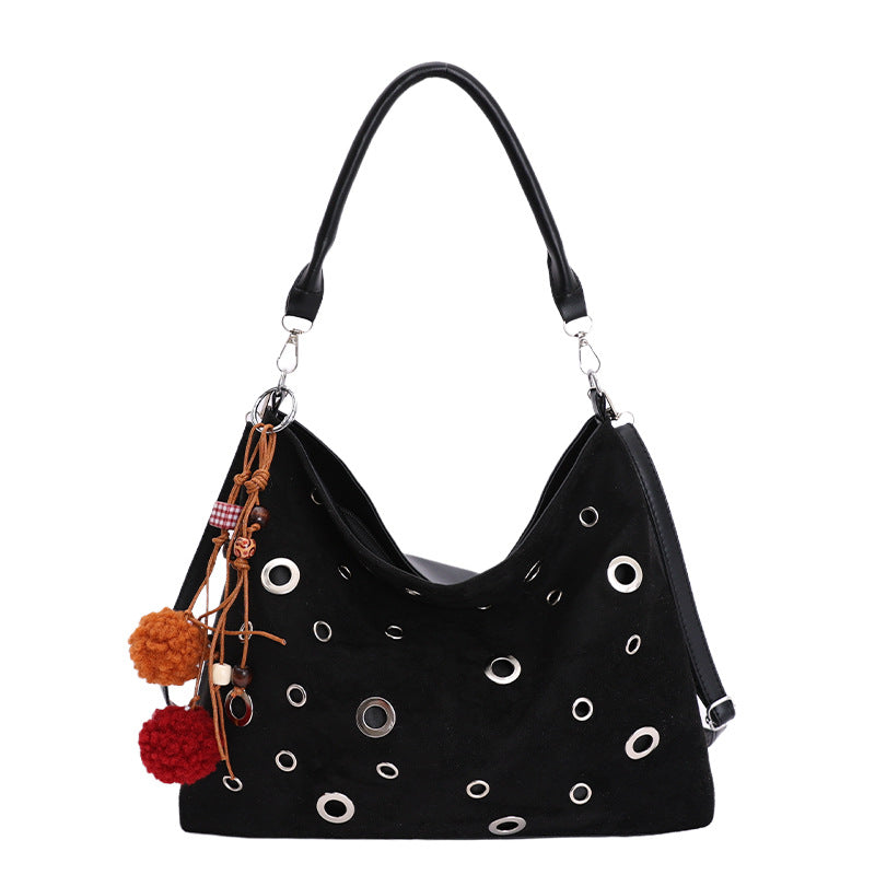 Sarah Express Retro Suede Velvet Shoulder Tote Bag