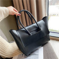 Sarah Express Minimalist Soft PU Leather Tote Bag Black