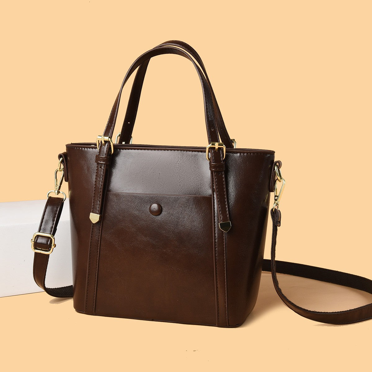 Sarah Express Minimalist PU Leather Shoulder Tote Bag