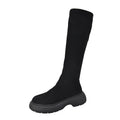 Sarah Express Women's Chunky Sole Suede Slip-On Boots Black