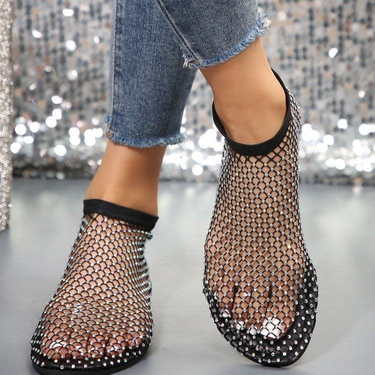 Sarah Express Rhinestone Mesh Flat Sandals
