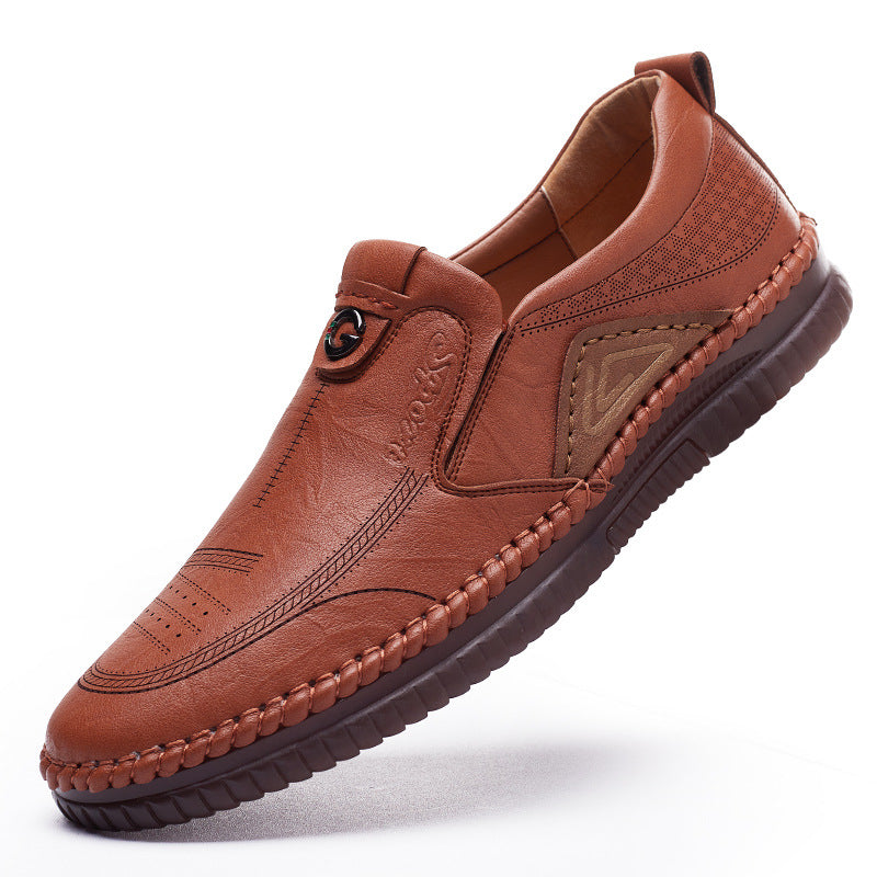 Sarah Express Men's Casual Cowhide Leather Slip-On Loafers