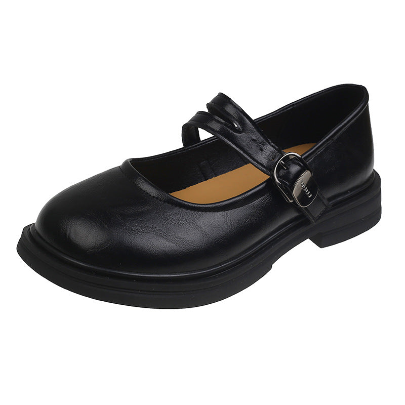 Sarah Express Retro Square Toe Chunky Heel Shoes