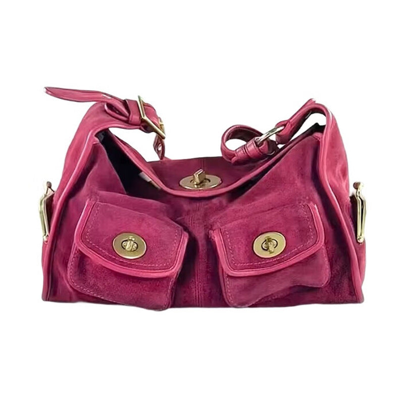 Sarah Express Retro Minimalist Suede Shoulder Bag
