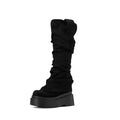 Sarah Express Women's Chunky Platform Knee High Boots Black