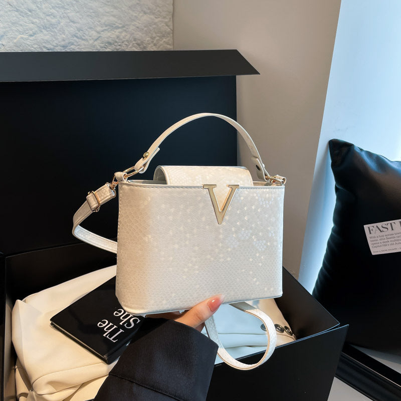 Sarah Express Structured Patchwork PU Leather Crossbody Bag White