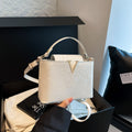 Sarah Express Structured Patchwork PU Leather Crossbody Bag White