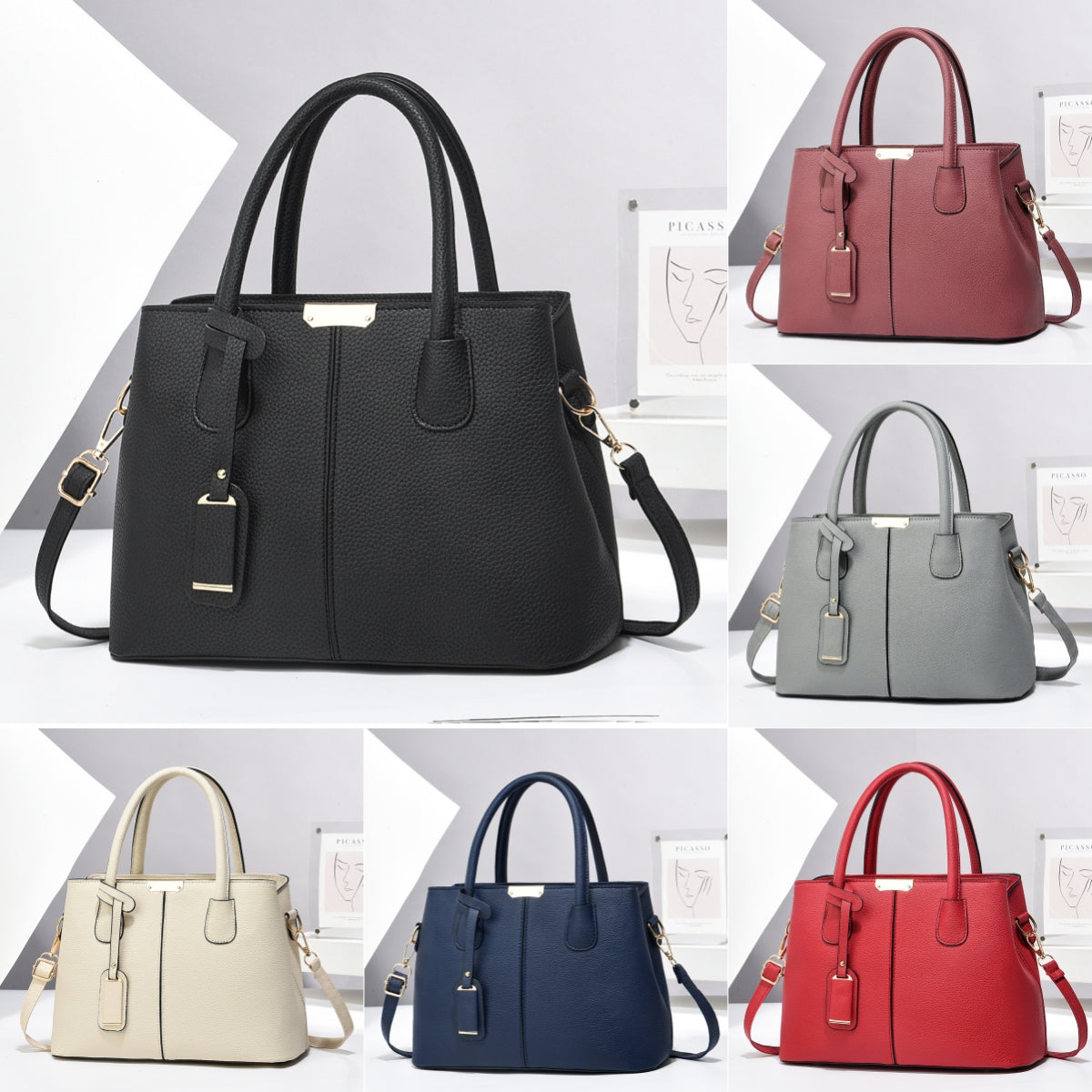 Sarah Express Structured PU Leather Horizontal Square Handbag