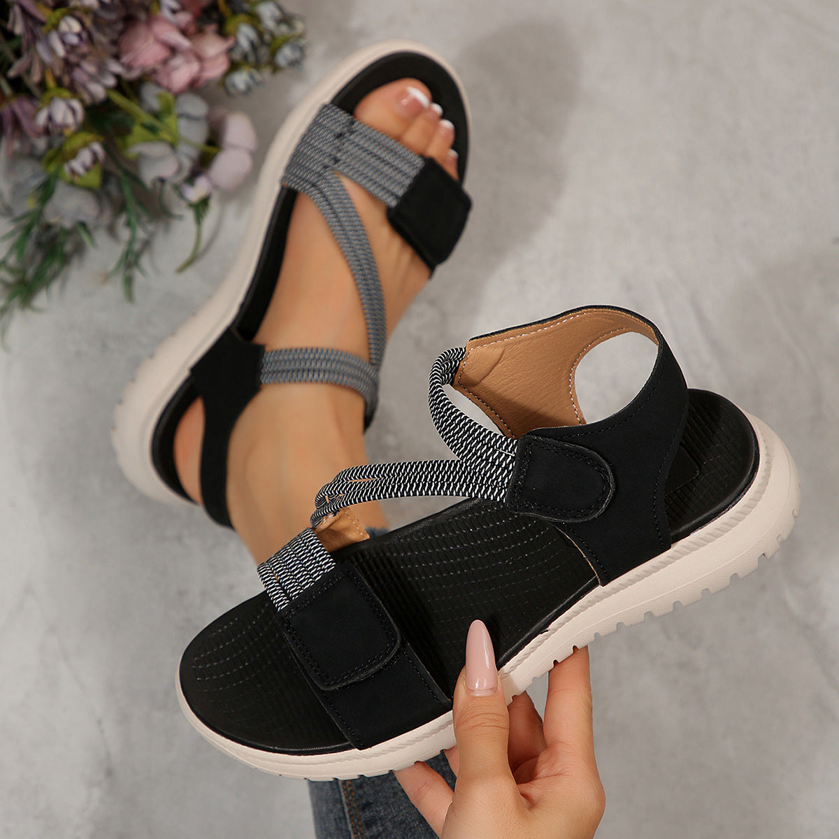 Sarah Express Women's Platform Beach Sandals Velcro Strap
