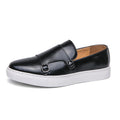 Sarah Express Men's Double Buckle Slip-On Loafers Black