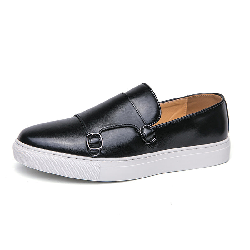 Sarah Express Men's Double Buckle Slip-On Loafers Black