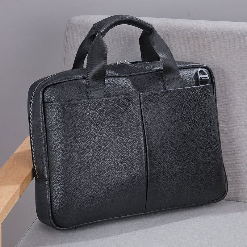Sarah Express Genuine Leather Business Commute Briefcase Black