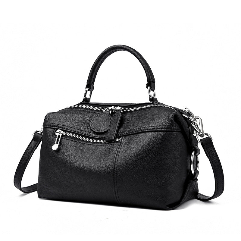 Sarah Express Full-Grain Cowhide Woven Shoulder Bag Black 24X13X15CM