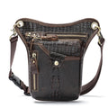 Sarah Express Retro Leather Satchel Drop Leg Bag Coffee crocodile pattern