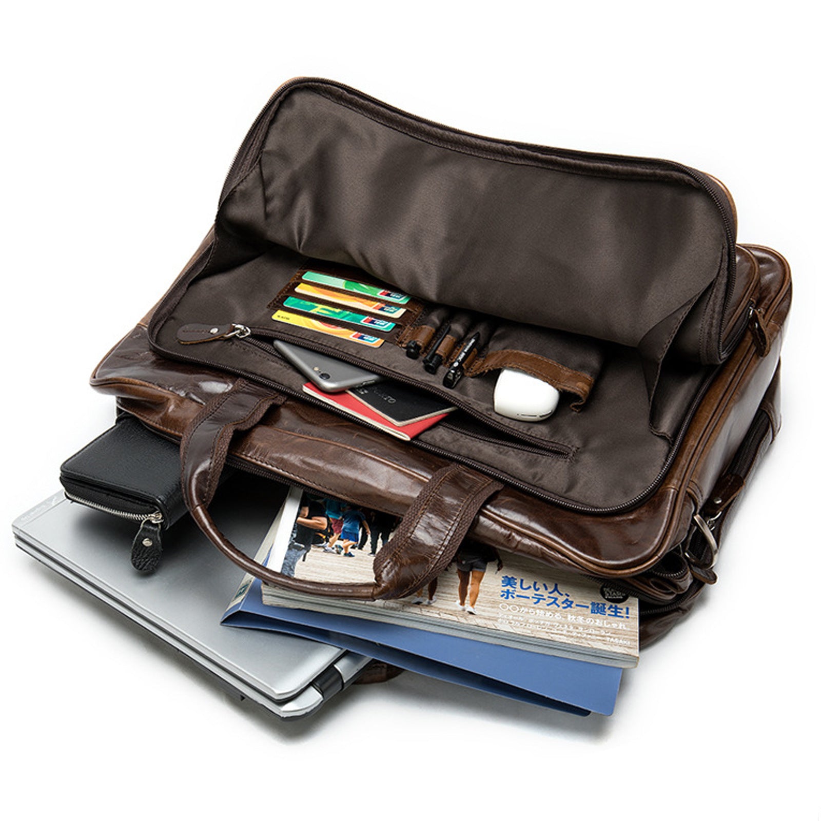 Sarah Express Retro Genuine Leather Business Briefcase
