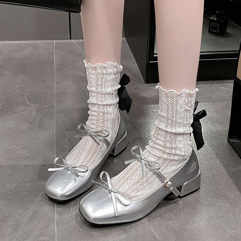 Sarah Express Square-Toe Mary Jane Shoes with Bow