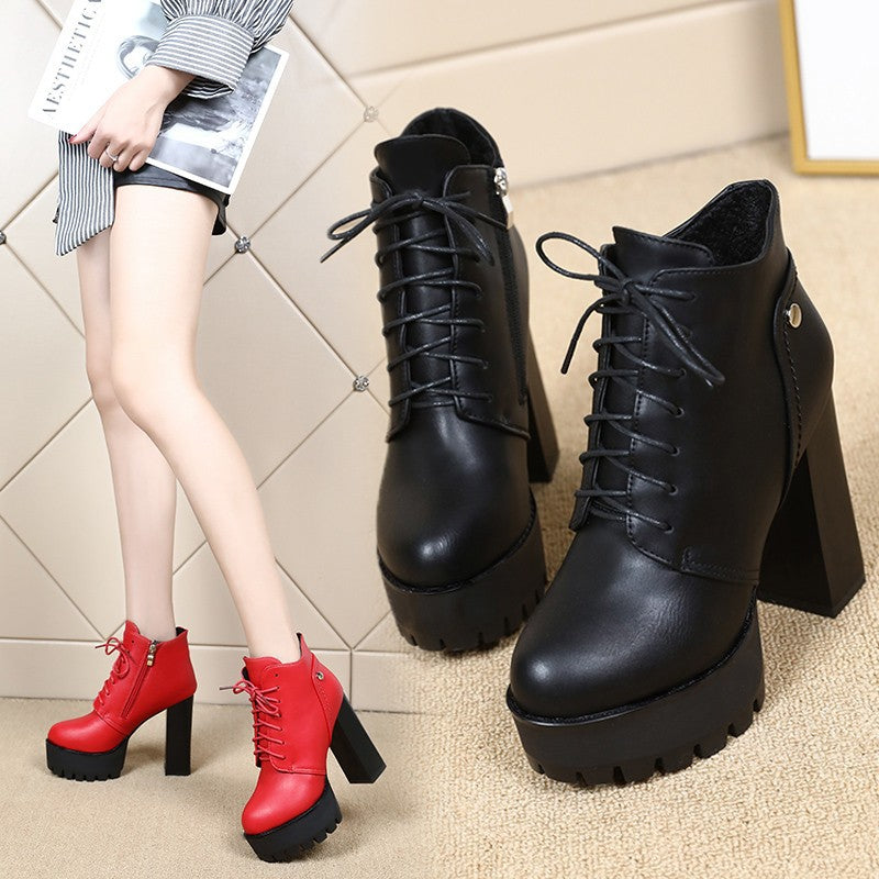 Sarah Express Chunky Heel Platform Boots for Women