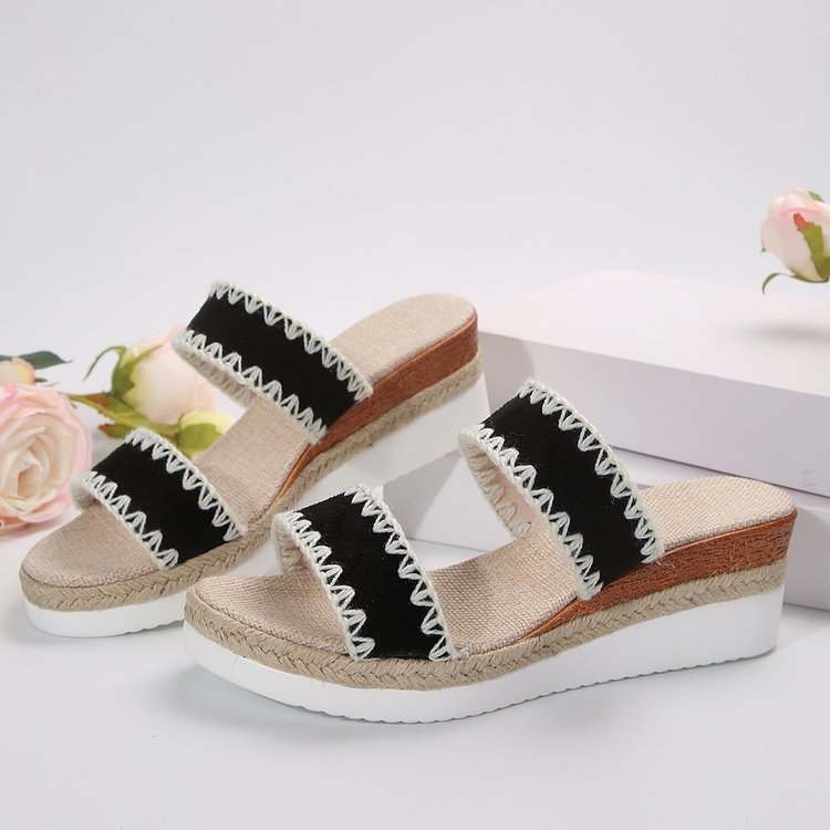 Sarah Express Woven Suede Platform Wedge Sandals