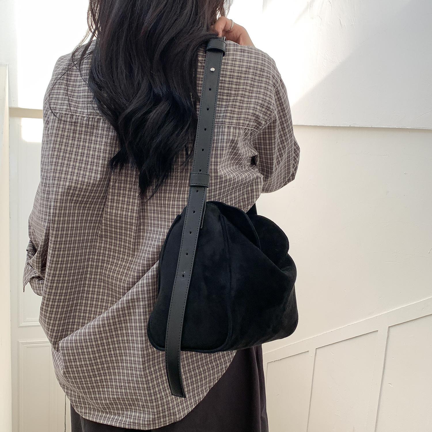 Sarah Express Retro Suede Mini Square Crossbody Bag
