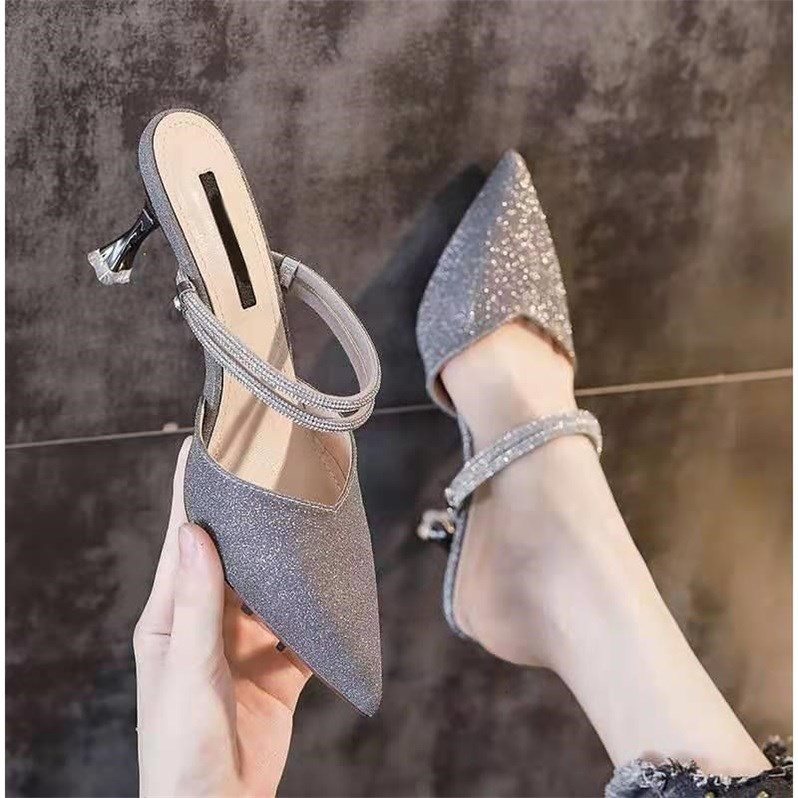 Sarah Express Sparkling Stiletto Heel Baotou Sandals