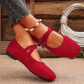 Sarah Express Women's Leopard Print Buckle Flats Red