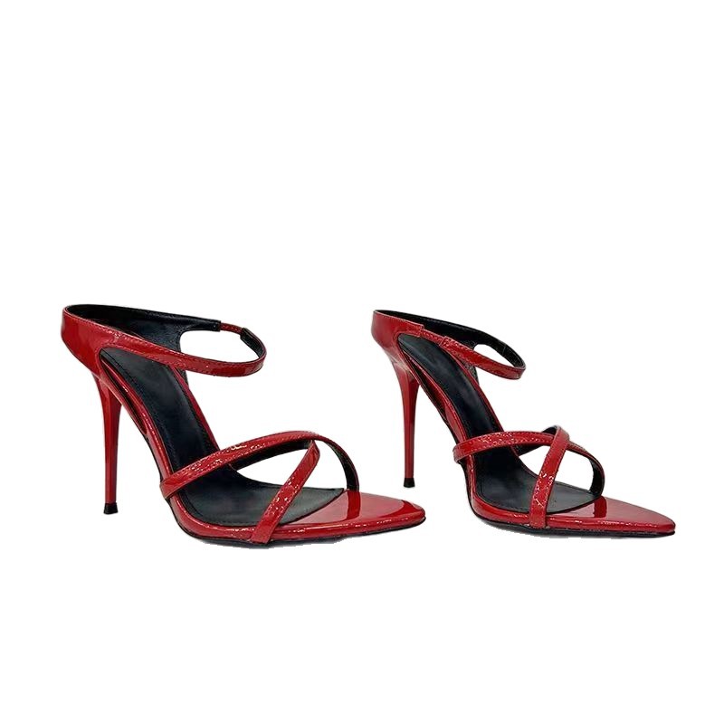 Sarah Express Luxury Pointed Toe Slide Sandals Red
