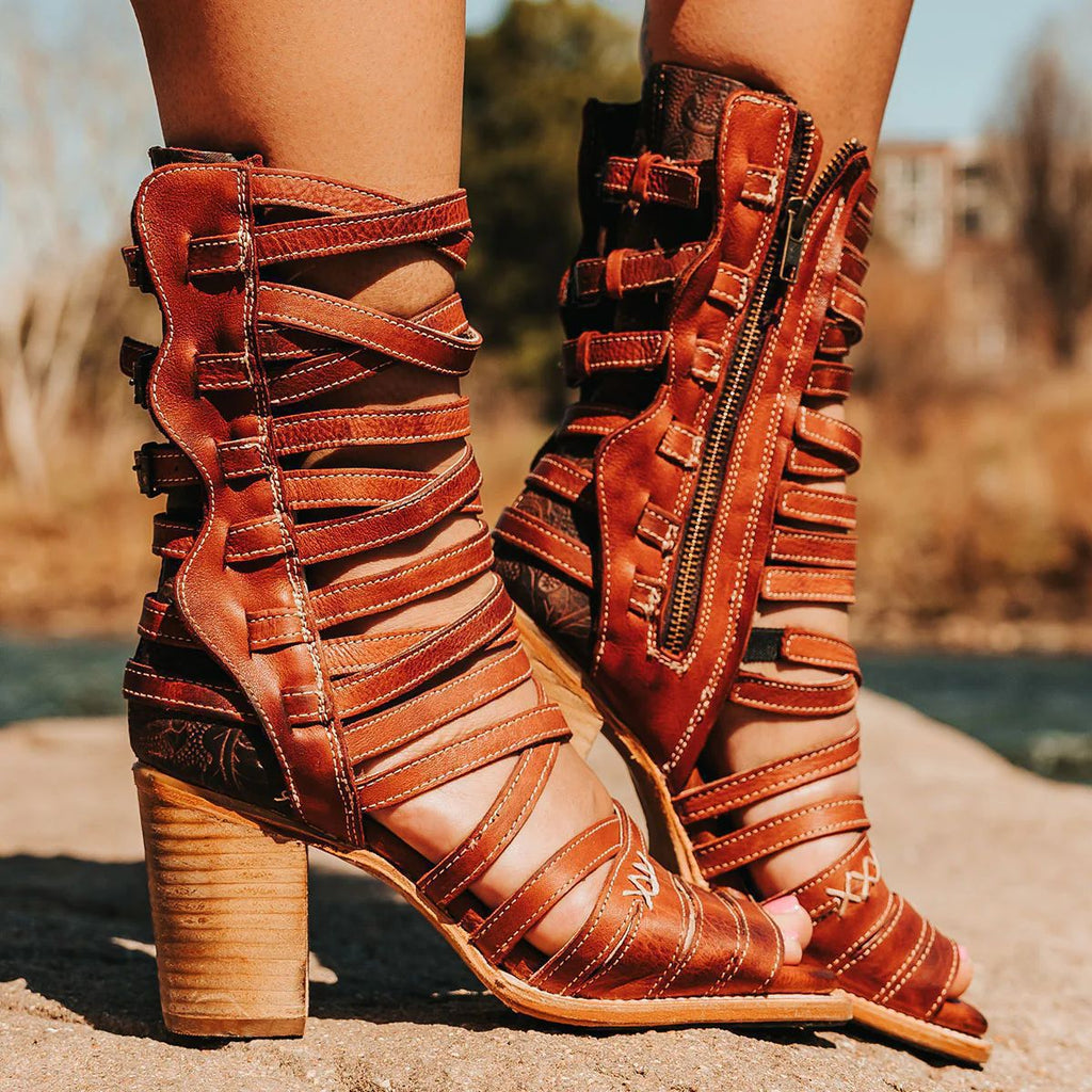 Sarah Express Retro Stiletto Cutout Ankle Strap Sandals