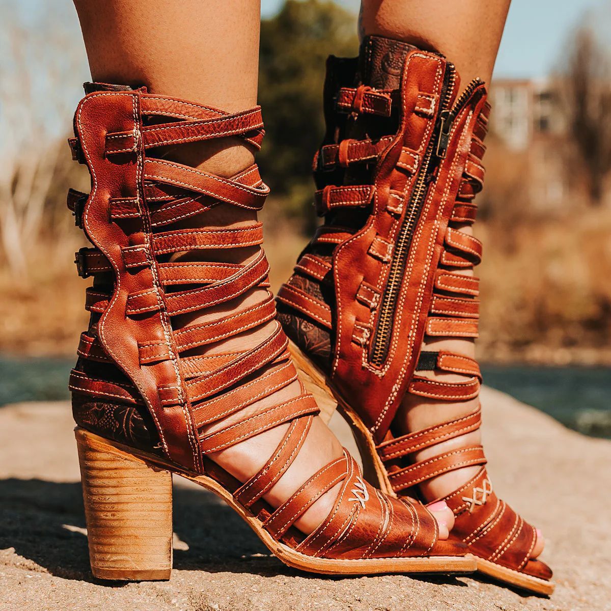 Sarah Express Retro Stiletto Cutout Ankle Strap Sandals
