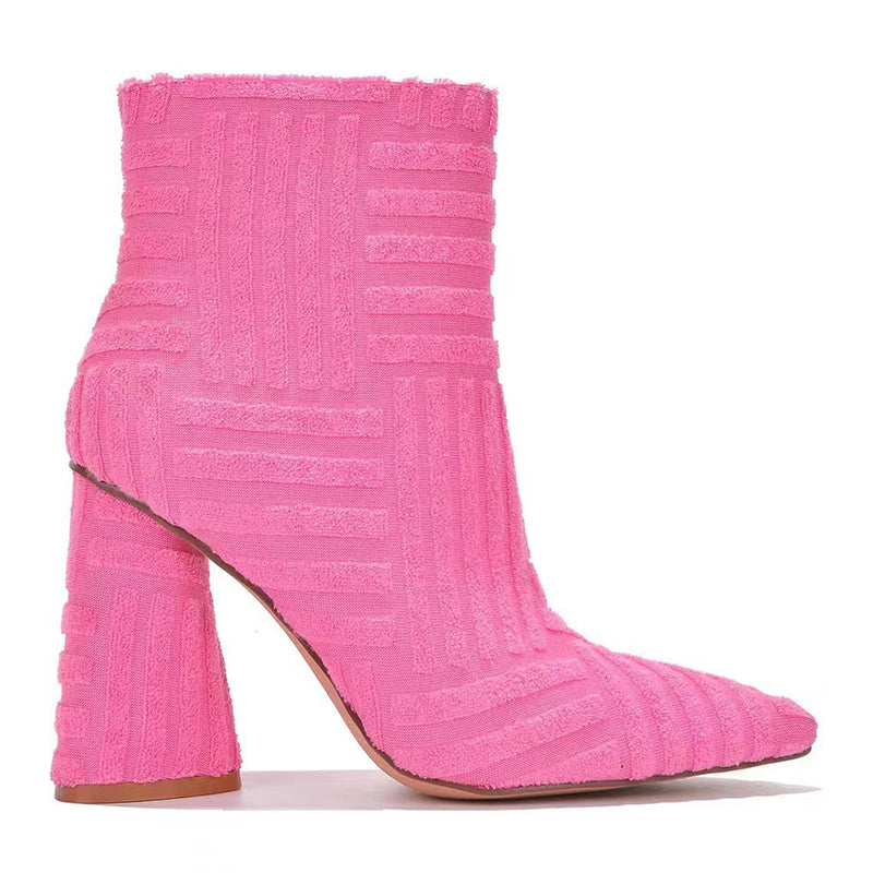 Sarah Express Fashion Pointed Toe Heeled Ankle Boots