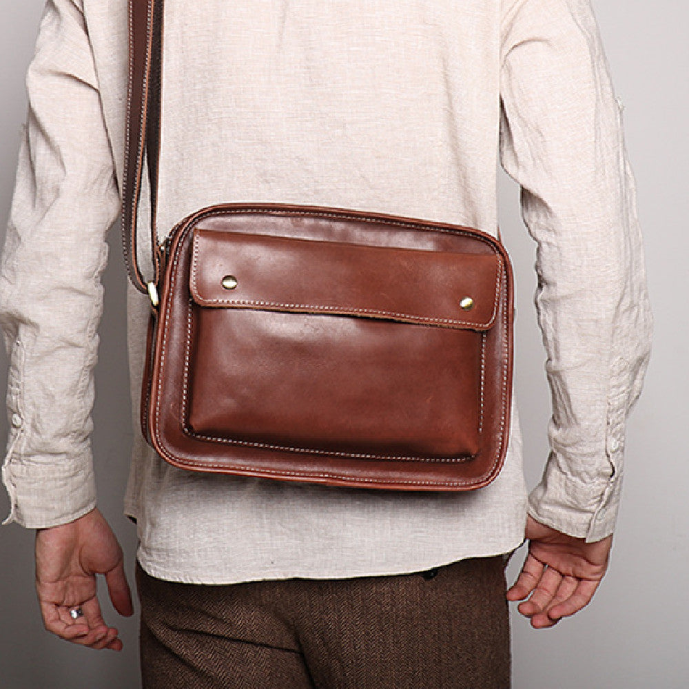 Sarah Express Men's Cowhide Leather Casual Shoulder Bag