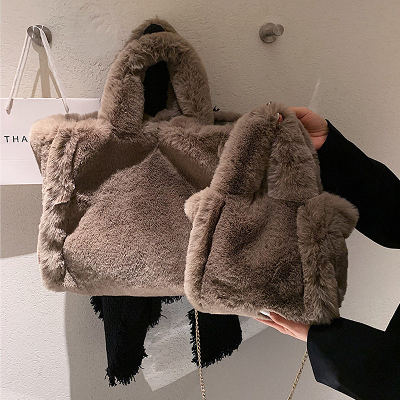 Sarah Express Plush Chain Shoulder Bag Tote
